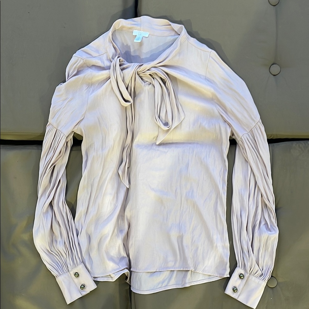 2/$15 Elegant Blush Blouse with Bow Detail